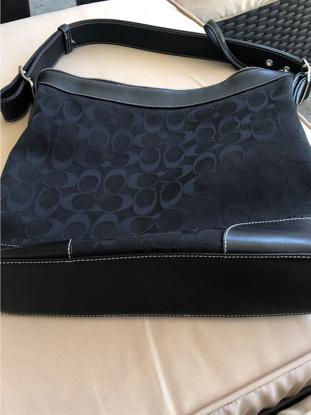 Coach Black Signature Canvas Shoulder Bag